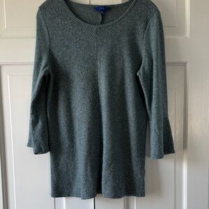 Apt. 9 Dusty Blue Gray Variegated Textured Knit Bell Sleeve Tunic Size Large
